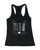Meow Cute Kitty face Women’s Tank Top Black Sleeveless Tanks for Cat Lovers