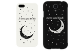 I Love You to the Moon and Back Matching Couple Black & White Phonecases (Set)