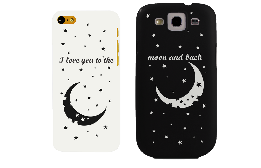I Love You to the Moon and Back Matching Couple Black & White Phonecases (Set)
