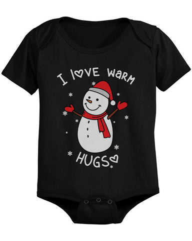 I Love Warm Hugs Snowman X-mas Infant Bodysuits Cute Christmas Baby Bodysuits