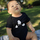 Funny Chicken and Little Chick Matching Dad Shirt and Baby Onesie