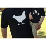 Funny Chicken and Little Chick Matching Dad Shirt and Baby Onesie