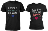 [custom] I Stole Her Heart So I'm Stealing Heart Matching Couple Shirts (Set)