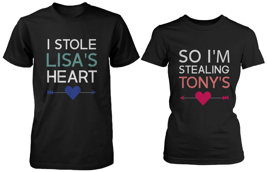 [custom] I Stole Her Heart So I'm Stealing Heart Matching Couple Shirts (Set)