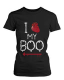 I Heart My Bae and Boo Pointing Each Other Horror Matching Couple T-shirts for Halloween
