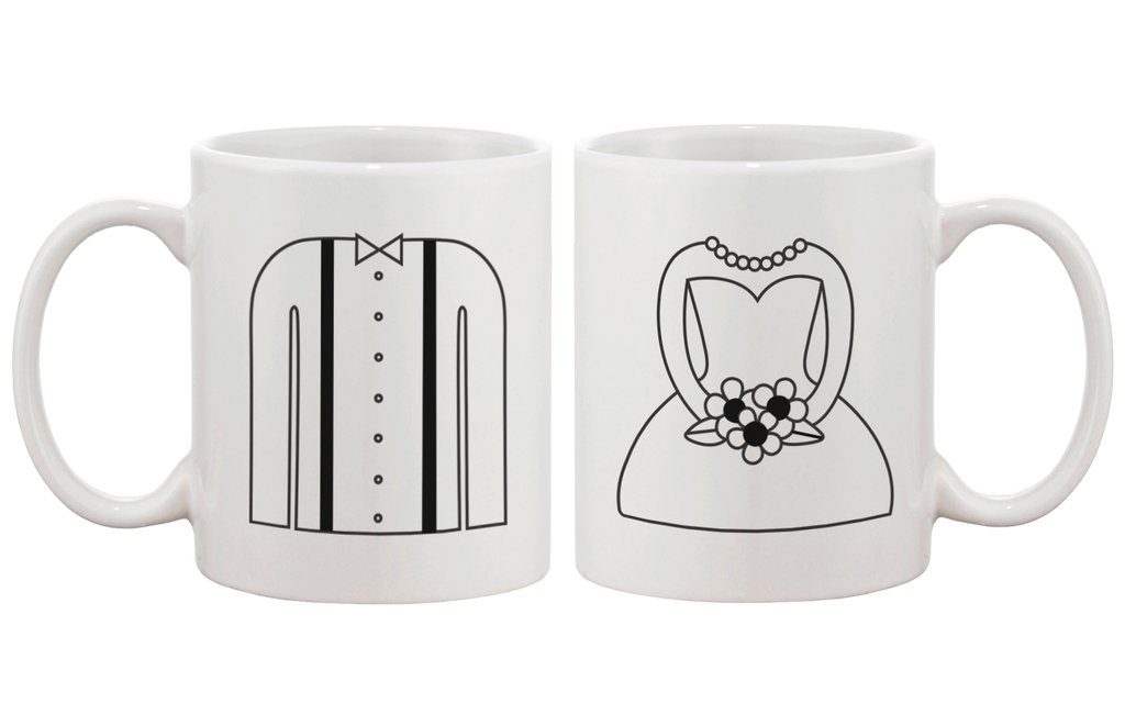 [Custom] Forever One and Only - Cute Tuxedo and Wedding Dress His & Her Mug Cup Set