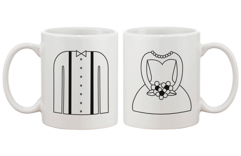 [Custom] Forever One and Only - Cute Tuxedo and Wedding Dress His & Her Mug Cup Set