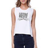 Meow Sleeveless Crop Tee Gift Ideas For Cat Lovers Women's Tank Top