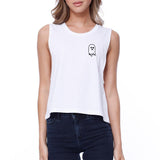 Cute Pocket Ghost Crop Tee Halloween Sleeveless Shirt Junior Tanks