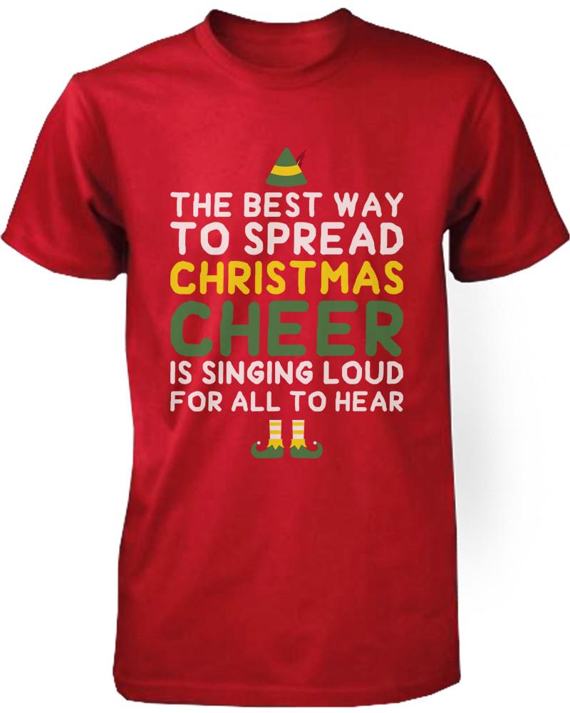 Men's Graphic Tees - Best Way to Spread Christmas Cheer Red Cotton T-shirt