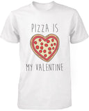 Men's Funny Graphic Tees - Pizza Is My Valentine White Cotton T-shirt