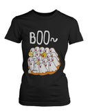 Boo Egg Haunt Halloween Women's T-shirt Funny Graphic Black Shirt for Horror Night