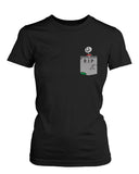 Skeleton with RIP Gravestone Pocket Print Women's T-Shirt Halloween Graphic Tees