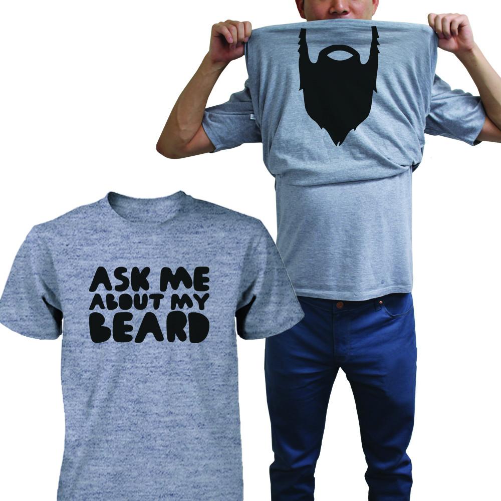 Ask Me About My Beard Shirts Funny Flip Up T-shirt Halloween Graphic Unisex Tees