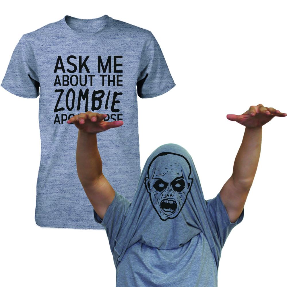 Ask Me About The Zombie Apocalypse Shirts Funny Flip Up Tees Halloween T-shirts