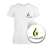 Let's Avocuddle Pocket Print Women's White Shirt Back To School