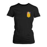 Color Crayon Pocket Print Women's Shirt Cool Gifts For Teachers