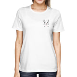 Meow Kitty Pocket T-shirt Back To School Tee Ladies Cute Shirt