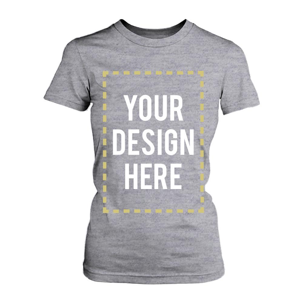 Custom T-shirt Photo Design Print Gray Tee for Women