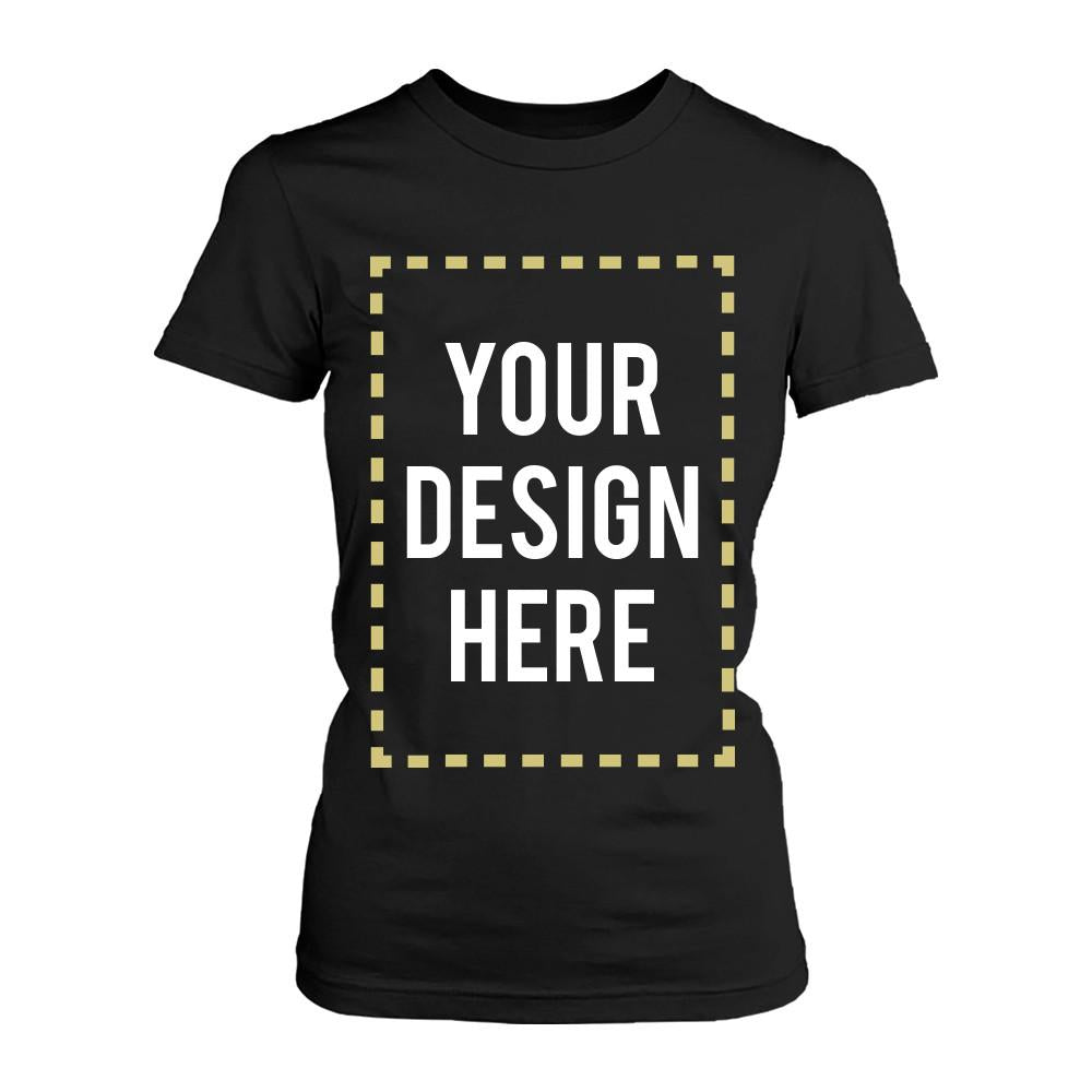 Custom T-shirt Photo Design Print Black Tee for Women