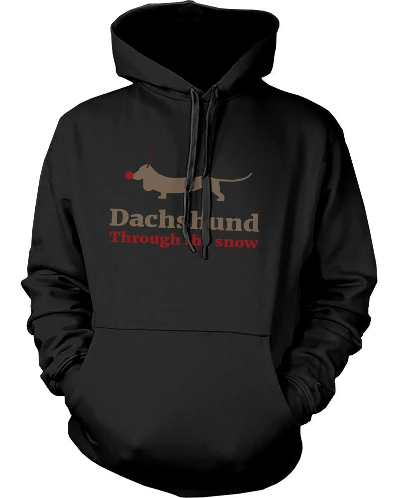 Dachshund through the Snow Funny Christmas Pullover Hoodies Holiday Sweaters