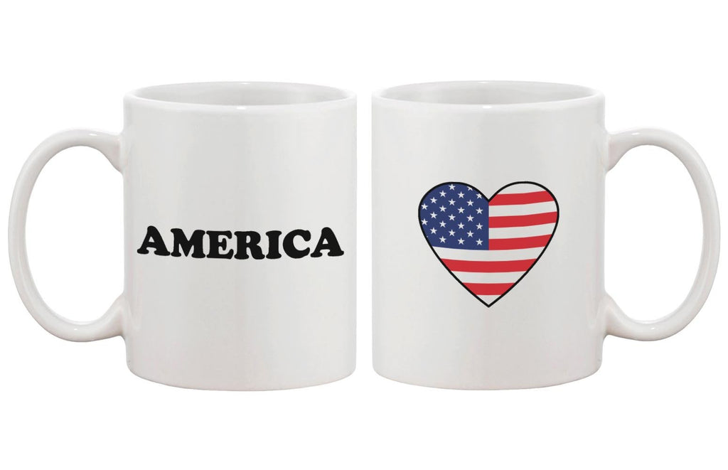 US Flag in A Heart Mug Cup Gift