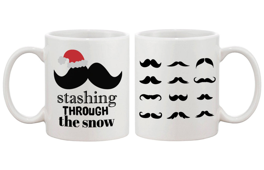 Stashing Through The Snow Holiday Mug Christmas Gifts Ideas Mustache Mugs