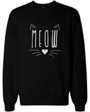 Meow Cute Kitty face Women's Sweatshirt Crewneck Pullover Fleece Sweaters Cat Lovers