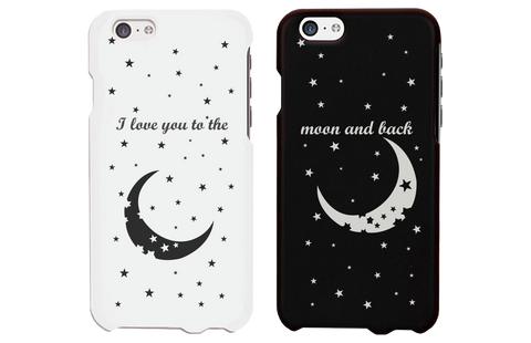I Love You to the Moon and Back Matching Couple Black & White Phonecases (Set)
