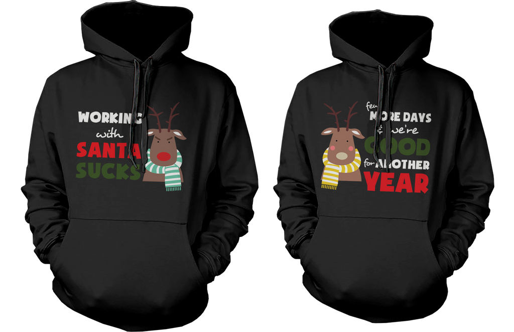 Mr and Mrs Rudolph Couple Matching Outfit Cute X-Mas Couple Hoodies