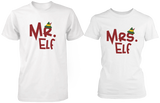 Mr Elf & Mrs Elf White Matching Couple Shirts (Set)