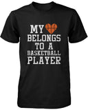 Funny Graphic Womens Black T-shirt - My Heart Belong to A Basketball Player