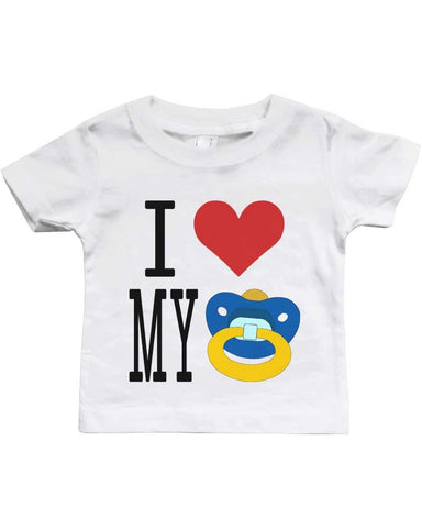 I Love Pacifier White - Funny Graphic Statement Bodysuit / Infant T-shirt