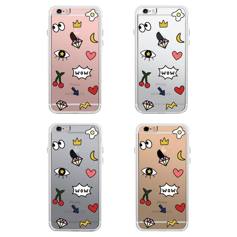 365Printing Tri Max® Cute Hipster Emoticon Pattern Clear Transparent iPhone Cases iPhone 6 6S Plus