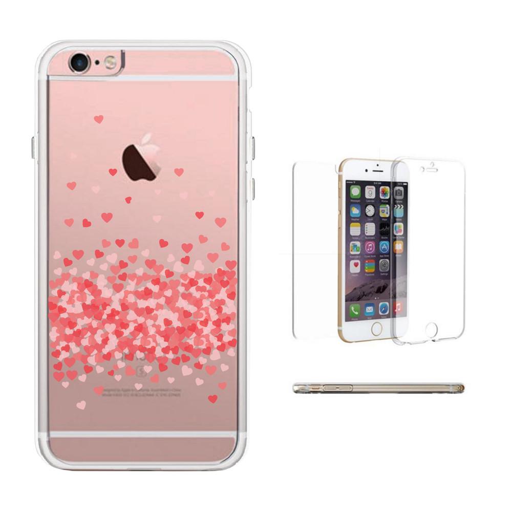 365Printing 360° Full Protection Falling Pink Hearts Clear Phonecases iPhone Cases
