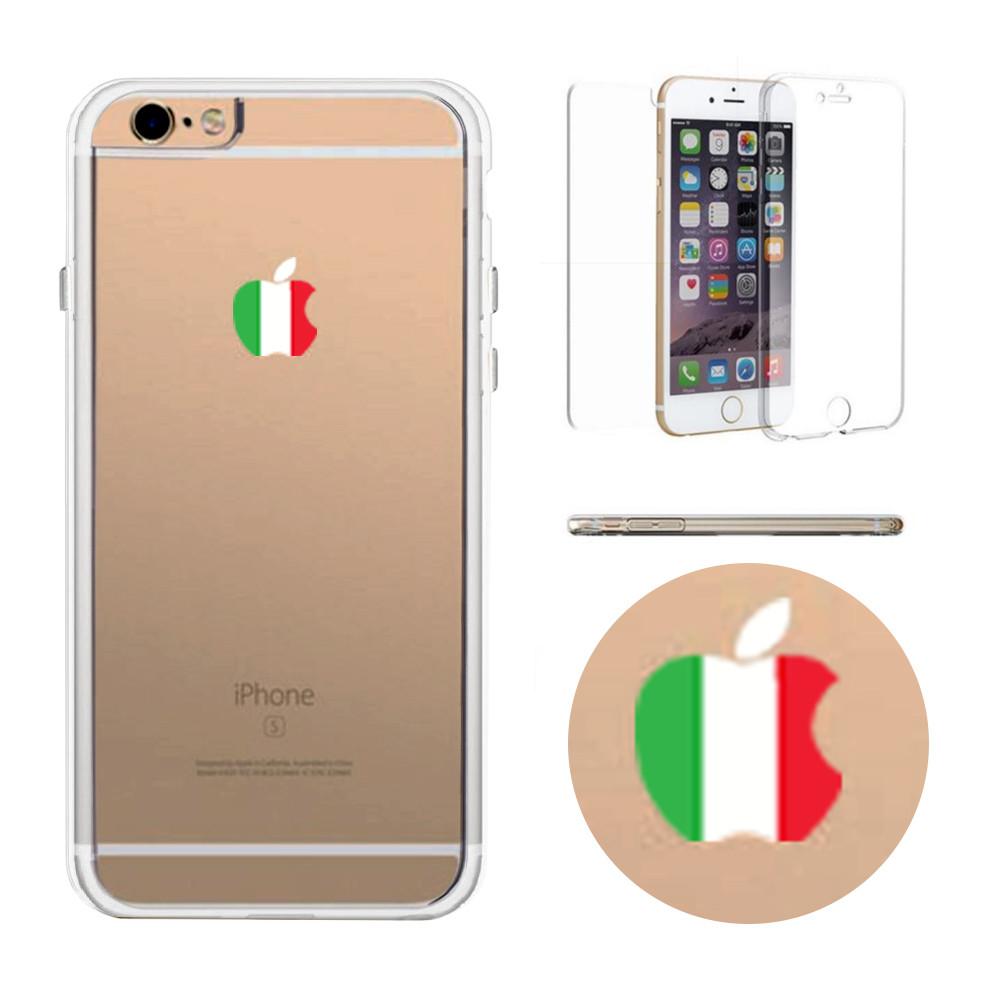365Printing 360° Full Protection Apple Shape Italy Flag Clear Phone Case