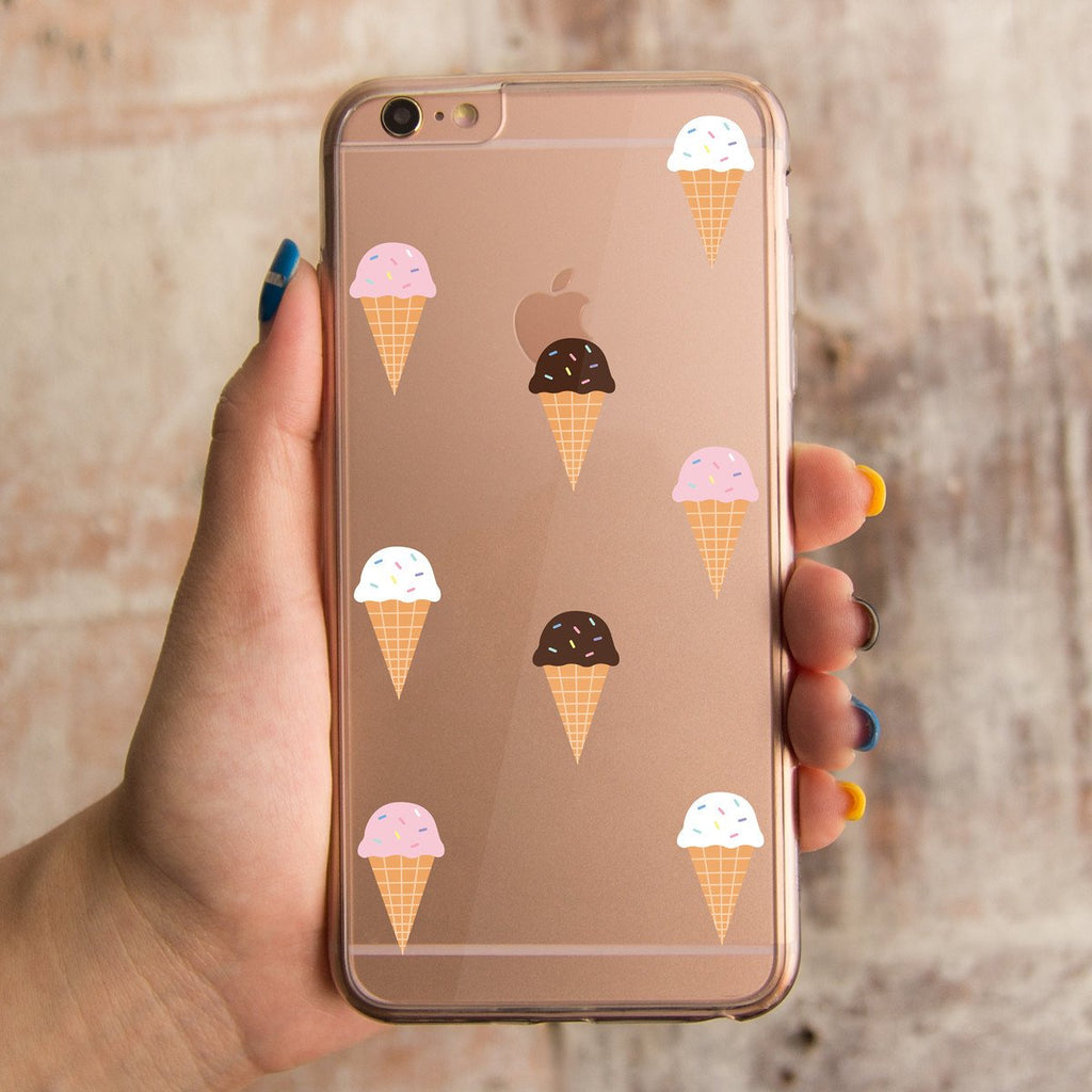 360° Full Protection Ice Cream Pattern Clear iPhone Case