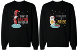 Bacon and Egg Couple SweatShirts Funny Graphic Sweaters for Winter