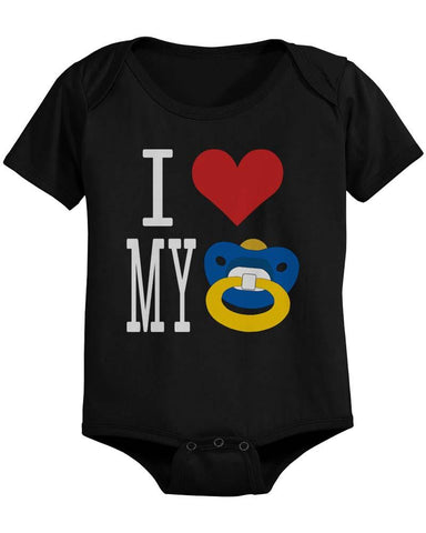 I Love My Pacifiers Funny Black Baby Bodysuit Great Gift Ideas
