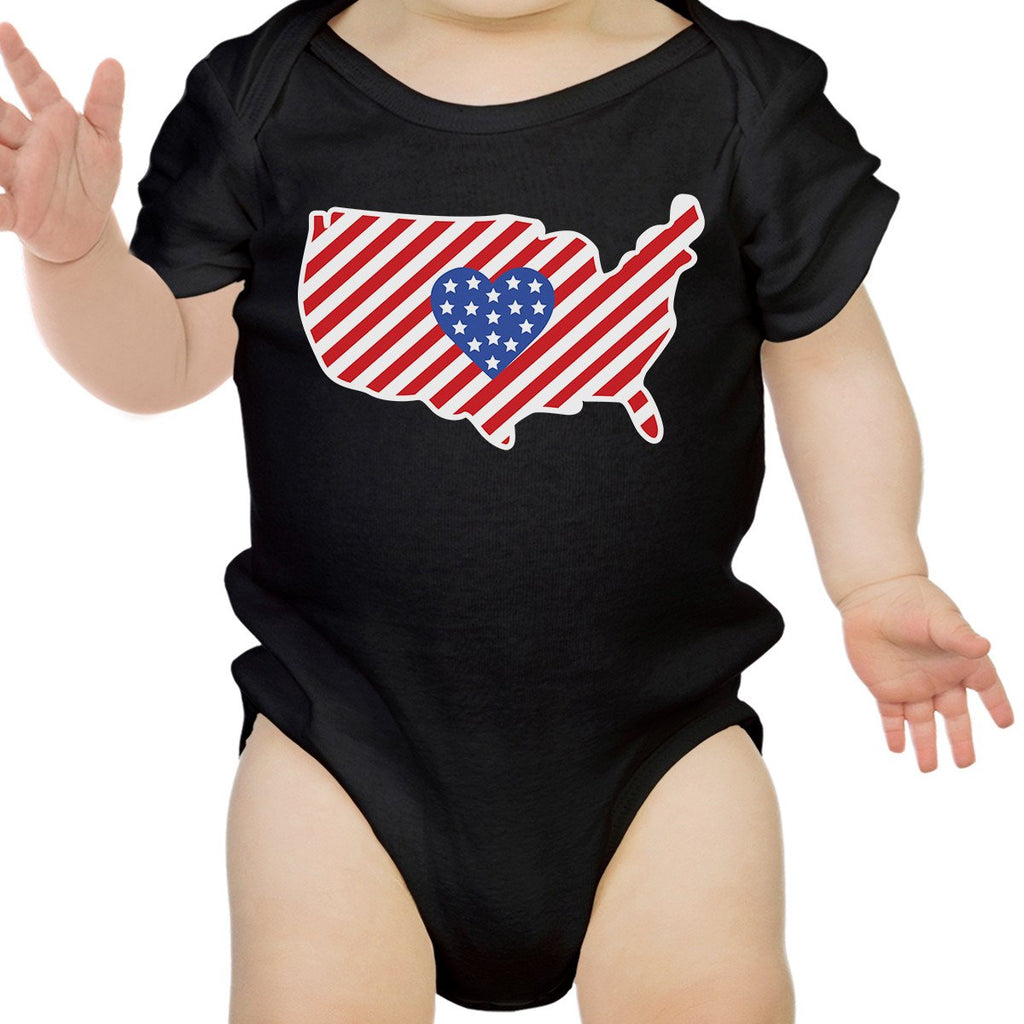 American Flag Pattern USA Map Cute Baby Bodysuit For Baby Shower