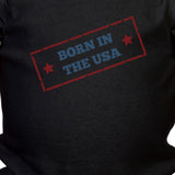 Born In The USA Black Baby Bodysuit Cotton Snap On First 4th Of July