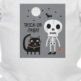 Trick-Or-Treat Skeleton Black Cat Baby White Bodysuit