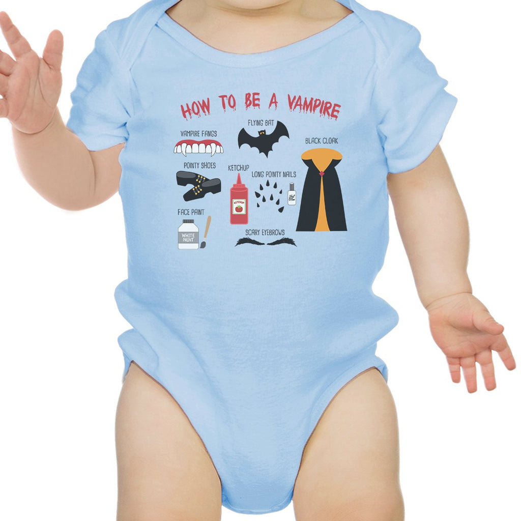 How To Be A Vampire Steps Baby Sky Blue Onesie