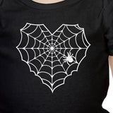 Heart Spider Web Baby Black Bodysuit