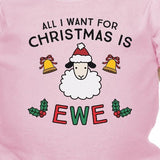 All I Want For Christmas Is Ewe Baby Pink Bodysuit