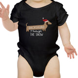 Dachshund Through The Snow Baby Black Bodysuit