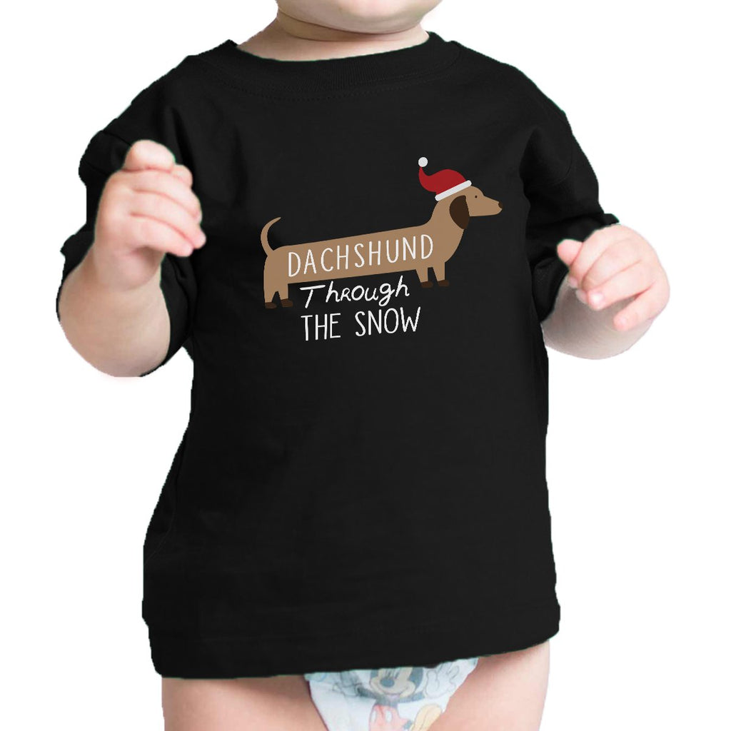 Dachshund Through The Snow Baby Black Shirt