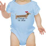 Dachshund Through The Snow Baby Sky Blue Bodysuit