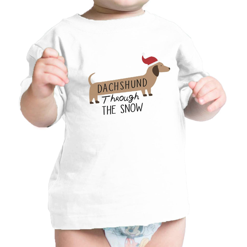 Dachshund Through The Snow Baby White Shirt