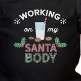 Working On My Santa Body Baby Black Bodysuit